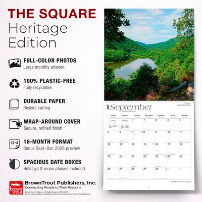 2027 BrownTrout West Virginia Wild & Scenic 12" x 12" Monthly Wall Calendar (9798330710973)