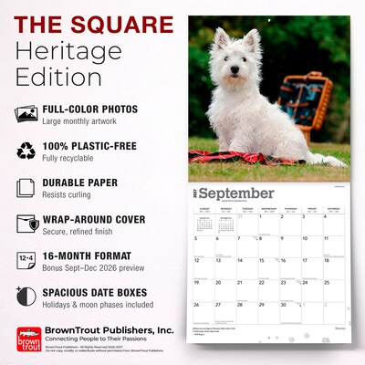 2027 BrownTrout West Highland White Terriers 12" x 12" Monthly Wall Calendar (9798330712724)