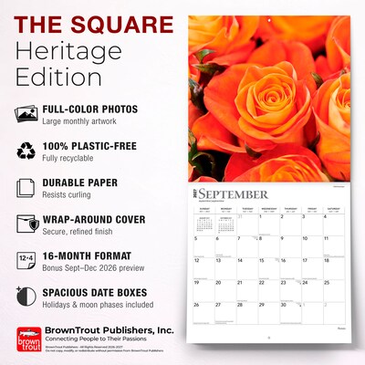 2027 BrownTrout Roses 12" x 12" Monthly Wall Calendar (9798330711345)