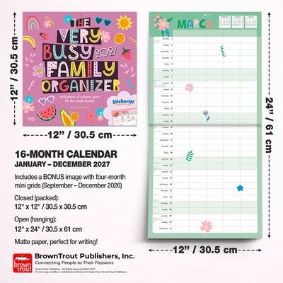 2027 BrownTrout The Very Busy Family Organizer 12" x 12" Monthly Wall Calendar (9798330712779)