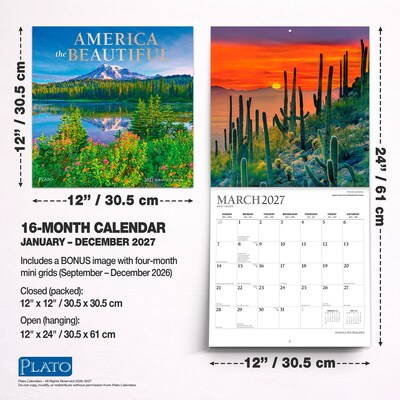 2027 BrownTrout America the Beautiful 12" x 12" Monthly Wall Calendar (9798330713608)