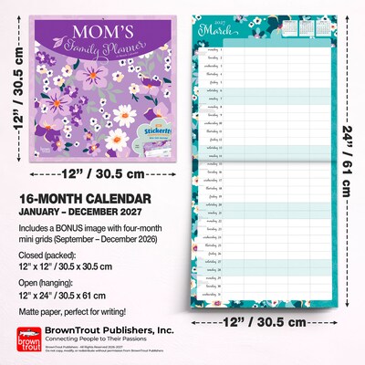 2027 BrownTrout Mom's Family Planner 12" x 12" Monthly Wall Calendar (9798330712762)