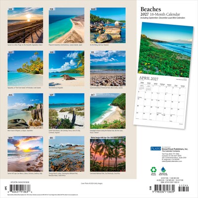 2027 BrownTrout Beaches 12 x 12 Monthly Wall Calendar (9798330713639)