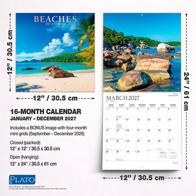 2027 BrownTrout Beaches 12" x 12" Monthly Wall Calendar (9798330713639)