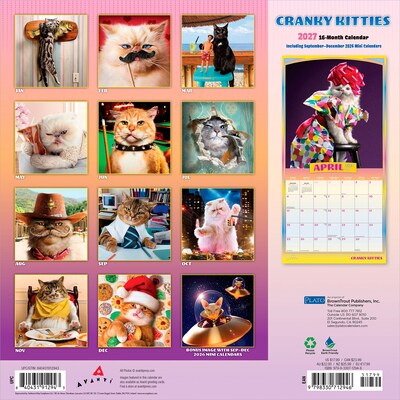2027 BrownTrout Avanti Cranky Kitties 12 x 12 Monthly Wall Calendar (9798330712946)