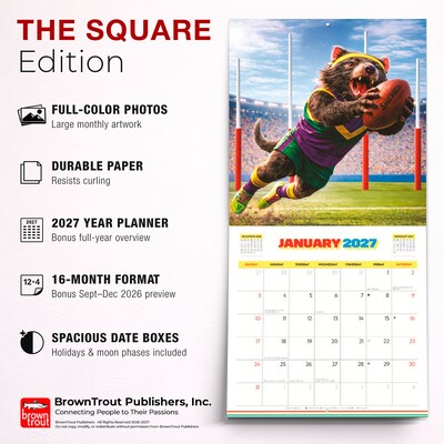 2027 BrownTrout Aussie Animals 12" x 12" Monthly Wall Calendar (9347301107054)