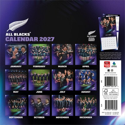 2027 BrownTrout All Blacks 12 x 12 Monthly Wall Calendar (9347301107030)