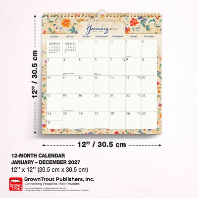 2027 BrownTrout Tuscan Delight 12" x 12" Monthly Calendar (9798330712816)