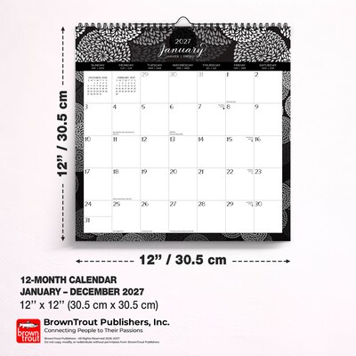 2027 BrownTrout Pen & Ink 12" x 12" Monthly Calendar (9798330712793)