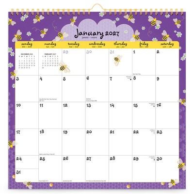 2027 BrownTrout Busy Bees 12 x 12 Monthly Calendar (9798330712786)