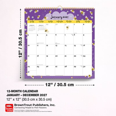 2027 BrownTrout Busy Bees 12" x 12" Monthly Calendar (9798330712786)