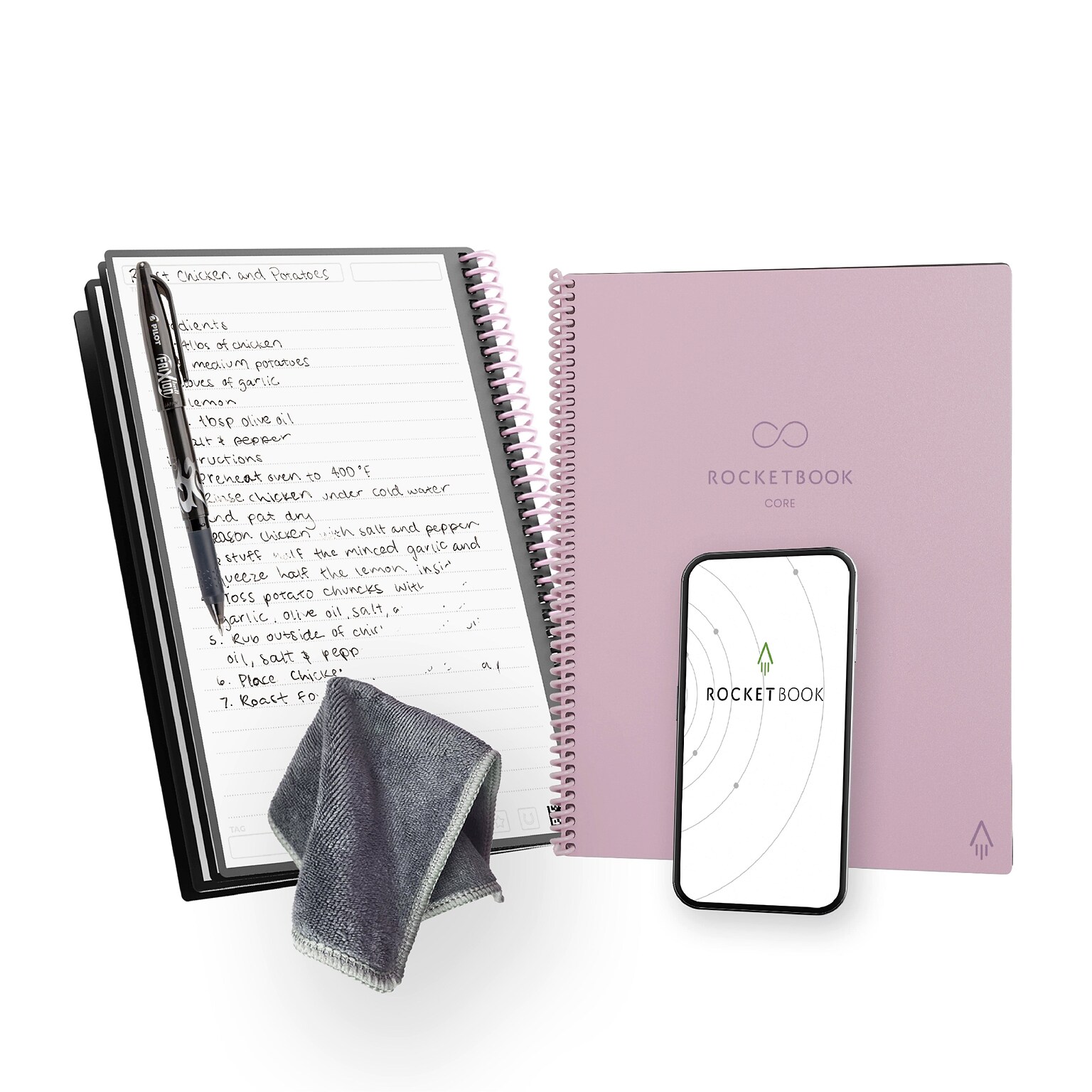 Rocketbook Core Smart Notebook, 6 x 8.8, College Ruled, Pink (CREXLN-E-PNK-01)