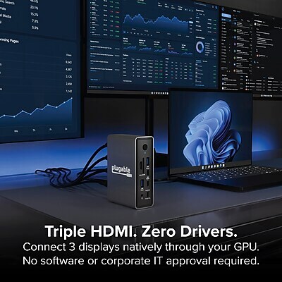 Plugable 15-in-1 USB-C MST Triple Display Docking Station with 2.5Gbps Ethernet and 100W Charging (UD-MSTH3)