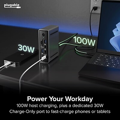 Plugable 15-in-1 USB-C MST Triple Display Docking Station with 2.5Gbps Ethernet and 100W Charging (UD-MSTH3)