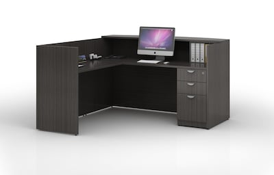 Boss Office Products L-Shaped Reception Desk, Driftwood (GROUPB-DW)