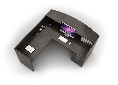 Boss Office Products L-Shaped Reception Desk, Driftwood (GROUPB-DW)