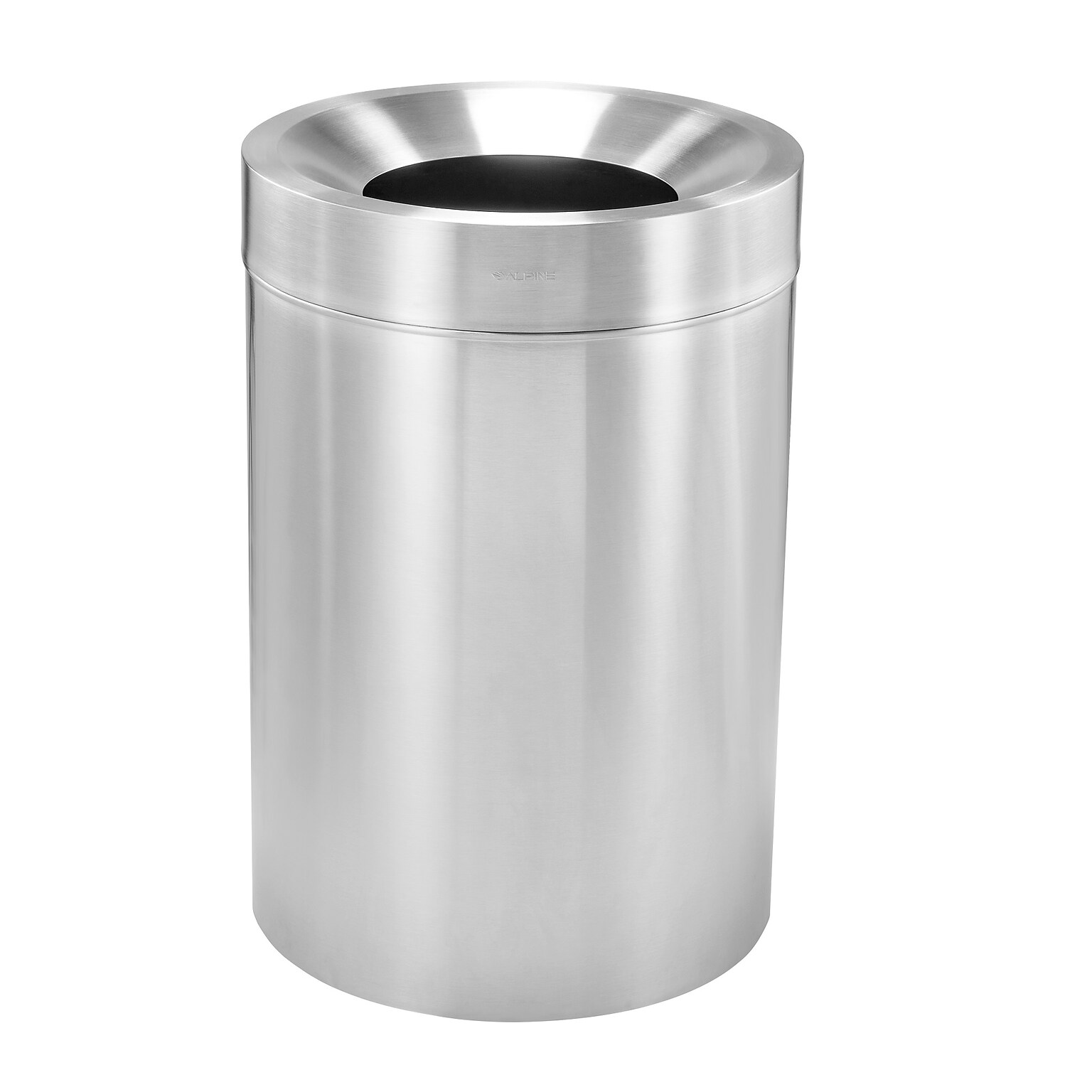 Alpine Industries Stainless Steel Trash Can with Open Lid, 50 Gallon, Silver (ALP475-50)