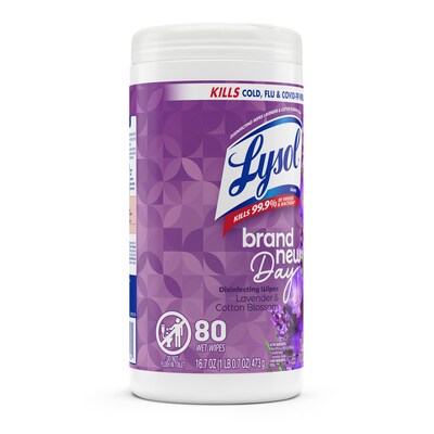 LYSOL Brand New Day Disinfecting Wipes, Lavender & Cotton Blossom Scent, 80 Wipes/Container (19200-56264)
