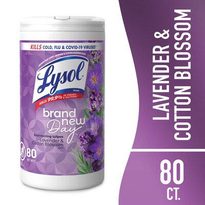 LYSOL Brand New Day Disinfecting Wipes, Lavender & Cotton Blossom Scent, 80 Wipes/Container (19200-56264)
