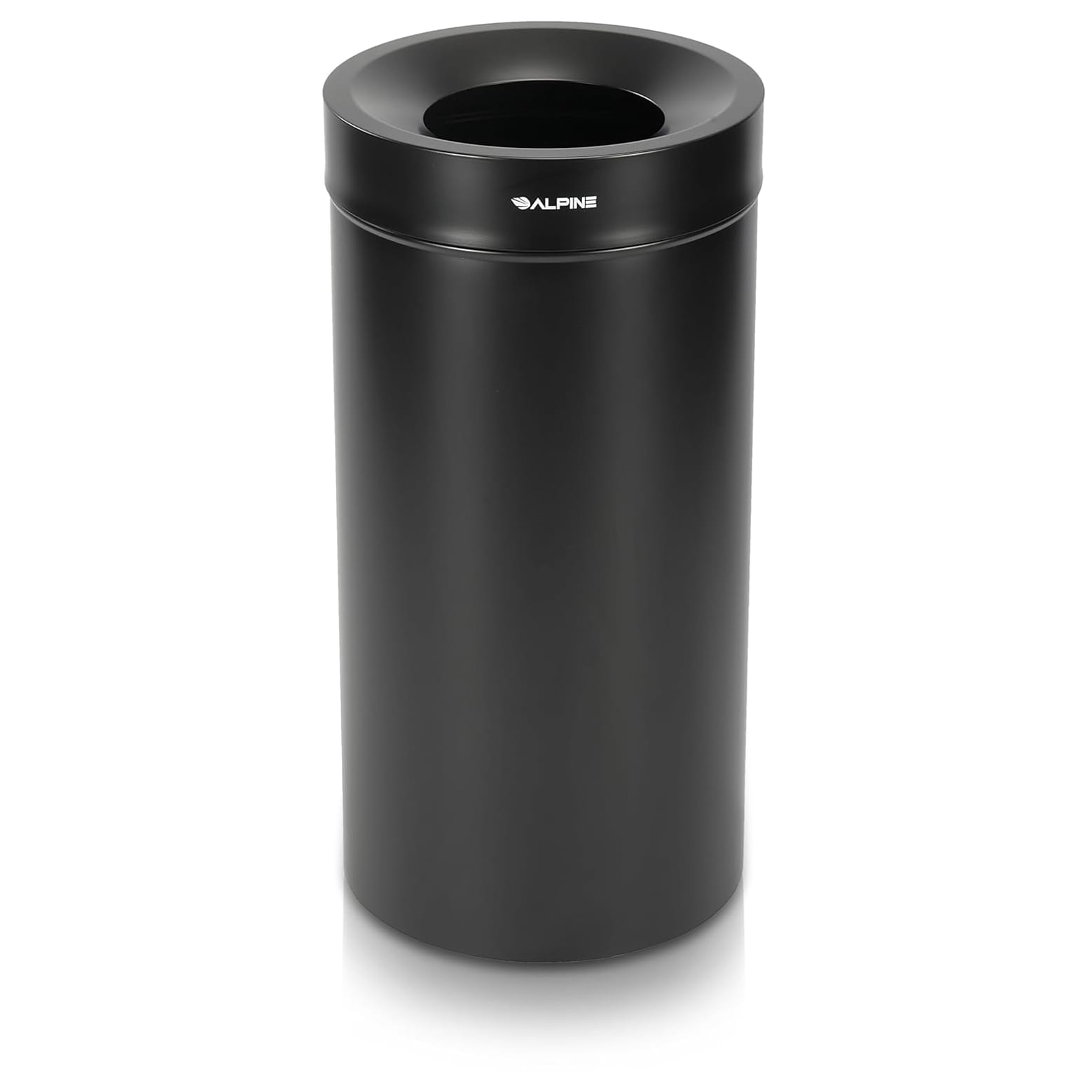 Alpine Industries Stainless Steel Trash Can, 27 Gallon, Black (ALP475-27-BLK)