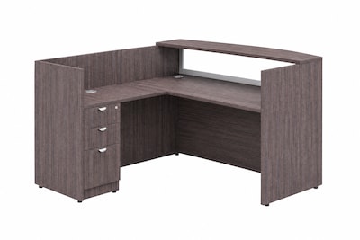Boss Office Products 71? Frosted Reception Desk with Reversible Return & B/B/F Pedestal, Driftwood (GROUPB-DW2)