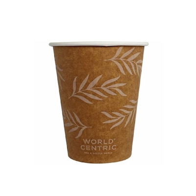 World Centric Compostable Hot Cups, 12 oz., Beige, 20 Cups/Pack (WORCURTPA12)