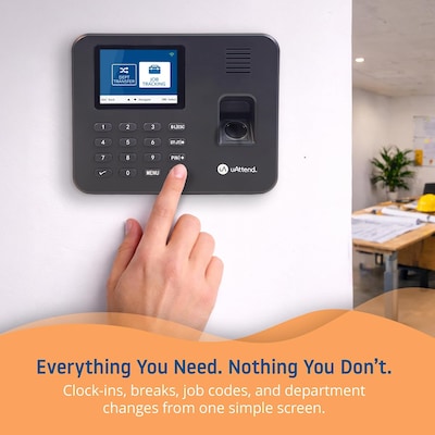uAttend RE2000 Fingerprint Time Clock System, Black (RE2000)