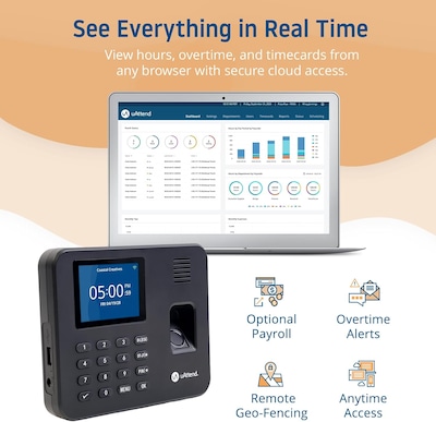 uAttend RE2000 Fingerprint Time Clock System, Black (RE2000)