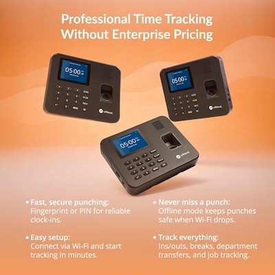 uAttend RE2000 Fingerprint Time Clock System, Black (RE2000)
