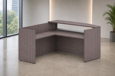 Boss Office Products 71 Frosted Reception Desk with Reversible Return, Driftwood (GROUPB-DW1)