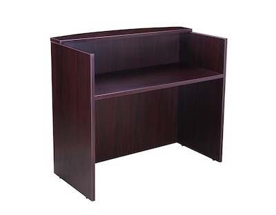 Boss Office Products 71 Reception Workstation with Pedestal, Mahogany (GROUPB-M)