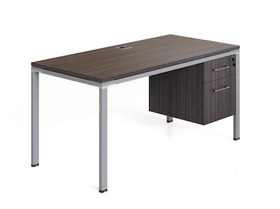 Boss Office Products Simple System 48W Desk with Pedestal, Driftwood (SGSD002-110)