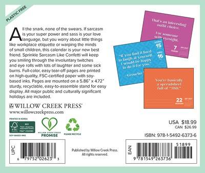 2027 Willow Creek Sprinkle Sarcasm Like Confetti 6.2 x 5.4 Day-to-Day Calendar (63736)