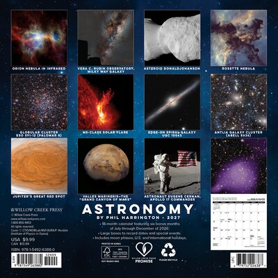 2027 Willow Creek Astronomy 7 x 7 Monthly Wall Calendar (63880)