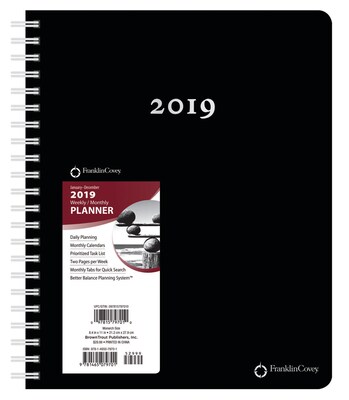 2019 Brown Trout 9 x 11 Weekly Planner, FranklinCovey Monarch, Black (978-1-4650-7970-1)