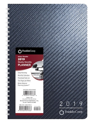 2019 Brown Trout 6.5 x 9 Classic Weekly Flexible Planner, FranklinCovey Classic, Dark Blue (978-1-4650-7976-3)