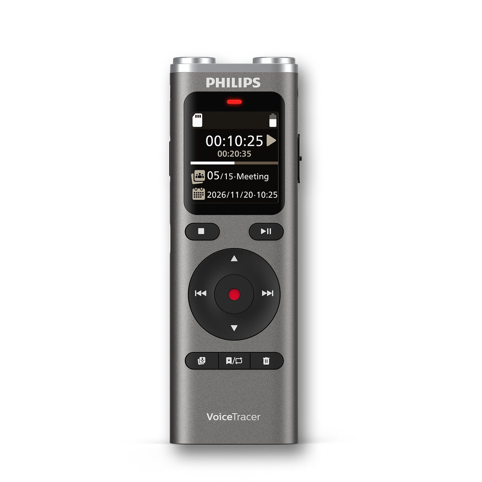 Philips VoiceTracer Series Digital Voice Recorder, 8GB, Silver (DVT2075)
