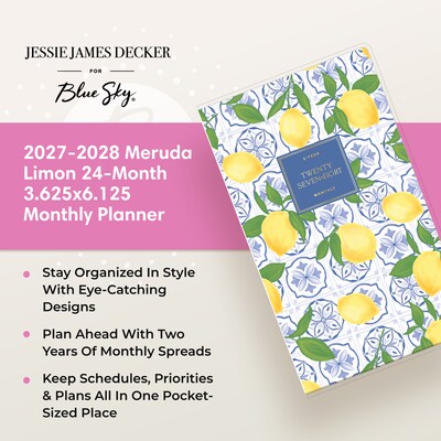 2027 Blue Sky Jessie James Decker 3.62" x 6.12" Calendar Year Monthly Standard Planner Cover, Lemons (164172)