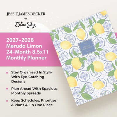 2027 Blue Sky Jessie James Decker 8.5" x 11" Calendar Year Monthly Standard Planner Cover, Lemons (164171)