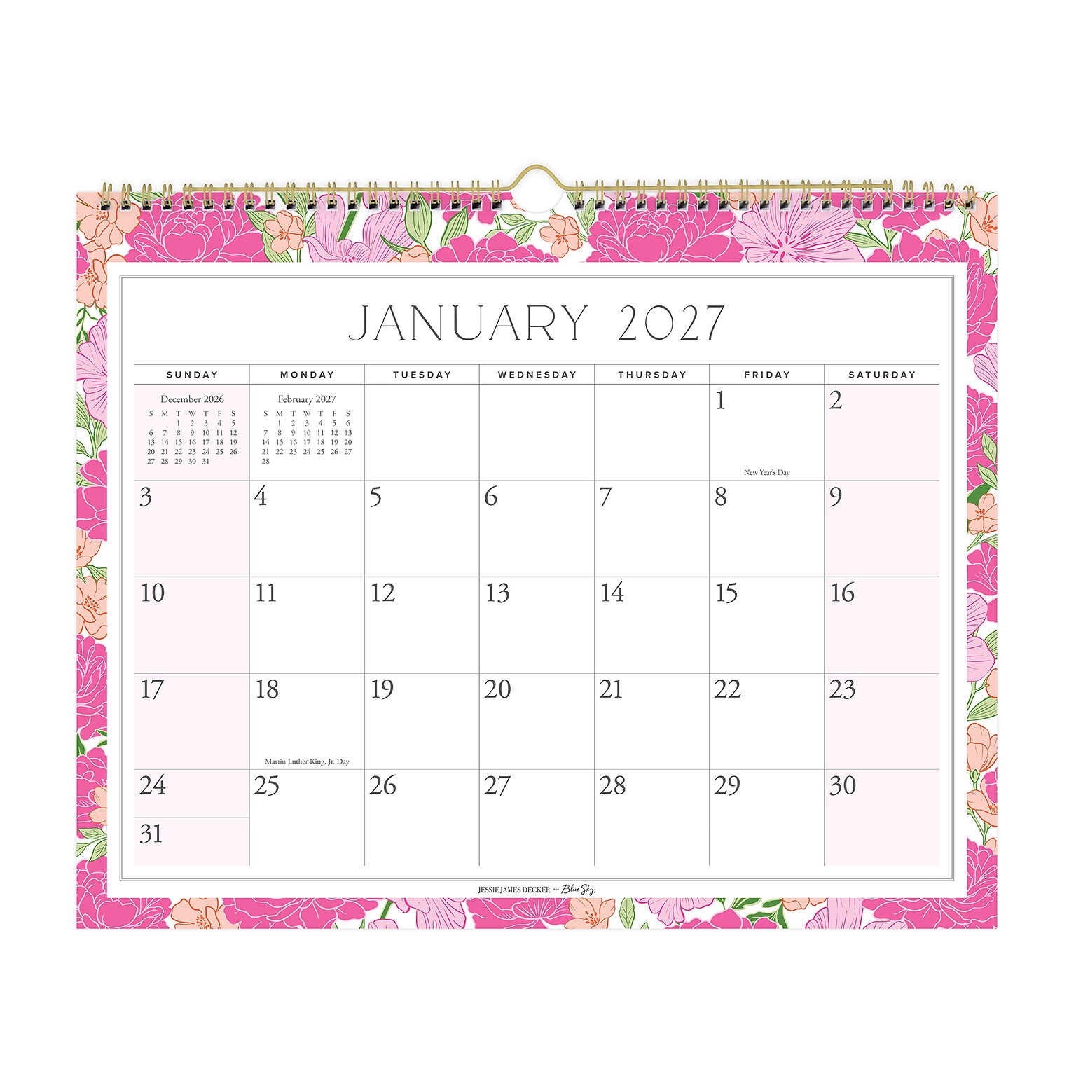 2027 Blue Sky Jessie James Decker Monthly Wall Calendar, Floral (162626)