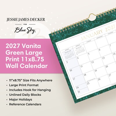 2027 Blue Sky Jessie James Decker Monthly Wall Calendar, Vanita Green (164167)