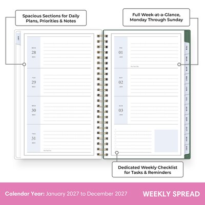 2027 Blue Sky Jessie James Decker 5 x 8 Calendar Year Weekly & Monthly Standard Planner Cover, Green Ole (162650)