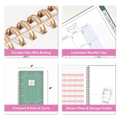 2027 Blue Sky Jessie James Decker 5" x 8" Calendar Year Weekly & Monthly Standard Planner Cover, Green Ole (162650)