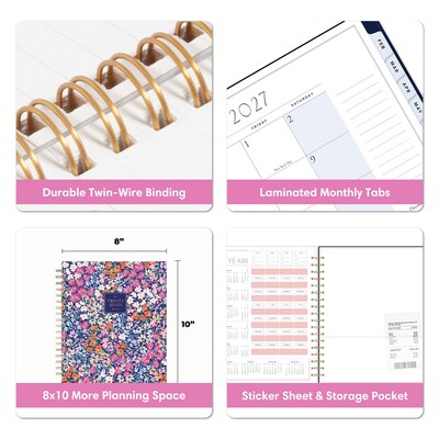 2027 Blue Sky Jessie James Decker 8" x 10" Calendar Year Daily Standard Planner Cover, Floral (164175)