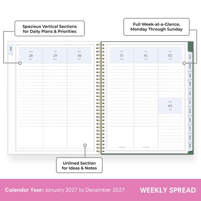 2027 Blue Sky Jessie James Decker 8.5 x 11 Calendar Year Weekly & Monthly Standard Planner Cover, Green Ole (162649)