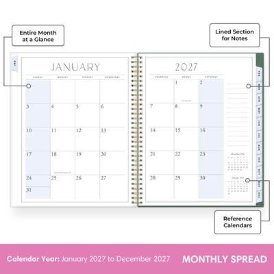2027 Blue Sky Jessie James Decker 8.5" x 11" Calendar Year Weekly & Monthly Standard Planner Cover, Green Ole (162649)