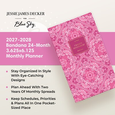 2027 Blue Sky Jessie James Decker 3.62" x 6.12" Calendar Year Monthly Standard Planner Cover, Pink (164181)