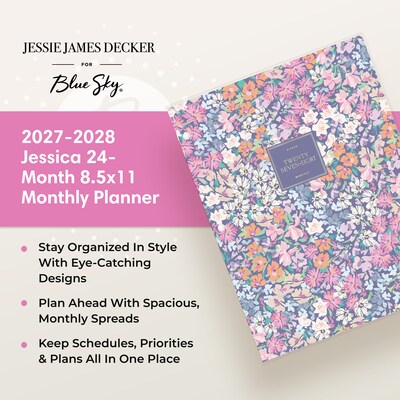 2027 Blue Sky Jessie James Decker 8.5" x 11" Calendar Year Monthly Standard Planner Cover, Floral (164170)