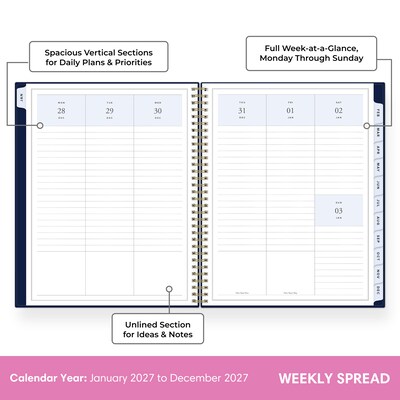 2027 Blue Sky Jessie James Decker 8.5 x 11 Calendar Year Weekly & Monthly Standard Planner Cover, Blue/Gold (164178)
