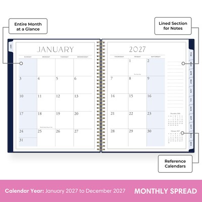 2027 Blue Sky Jessie James Decker 8.5" x 11" Calendar Year Weekly & Monthly Standard Planner Cover, Blue/Gold (164178)